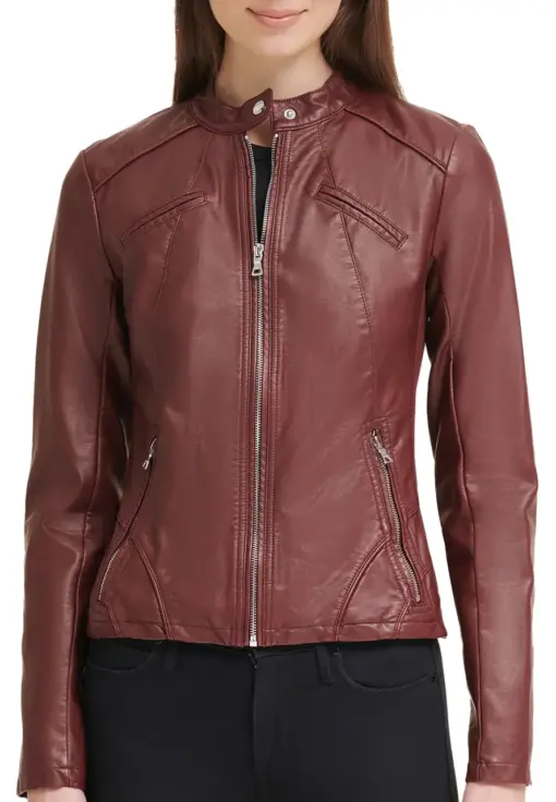 womens-burgundy-faux-leather-scuba-jacket