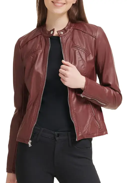 womens-burgundy-faux-leather-scuba-jacket