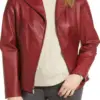 womens-red-faux-leather-blazer