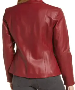 womens-red-faux-leather-blazer